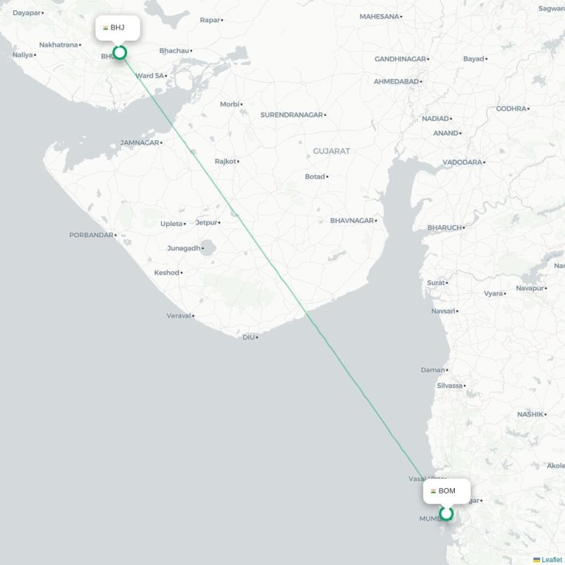 DEL - BHJ route map