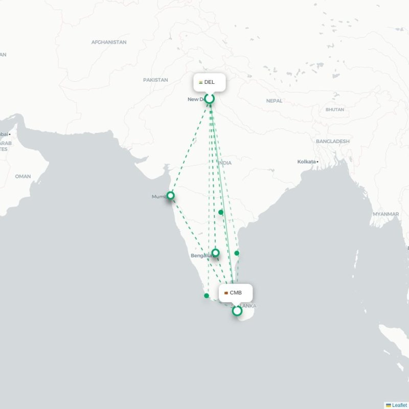 DEL - CMB route map