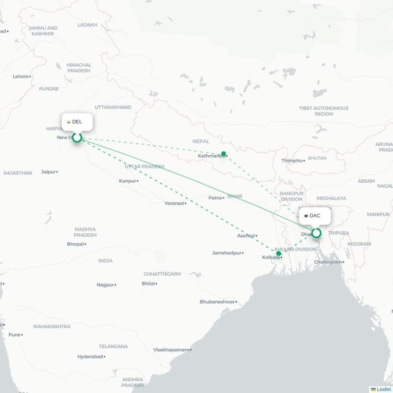 DEL - DAC route map