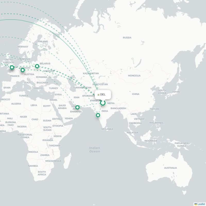 DEL - EWR route map