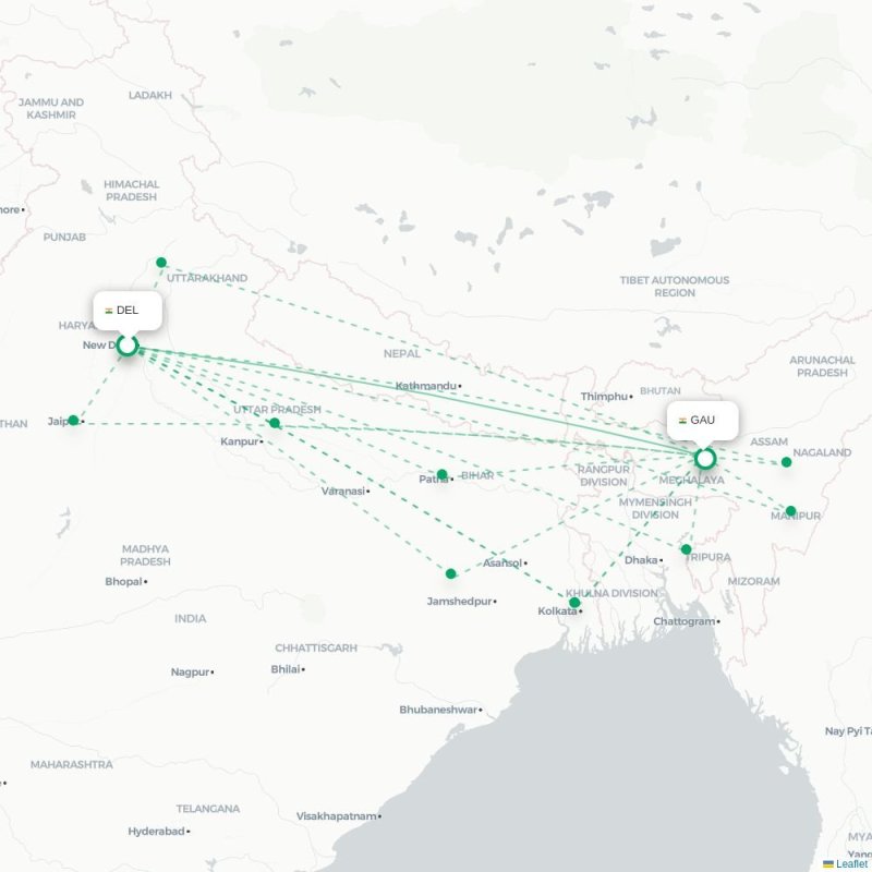 DEL - GAU route map