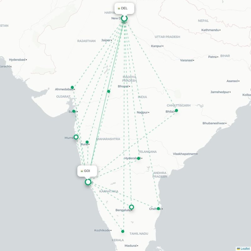 DEL - GOI route map