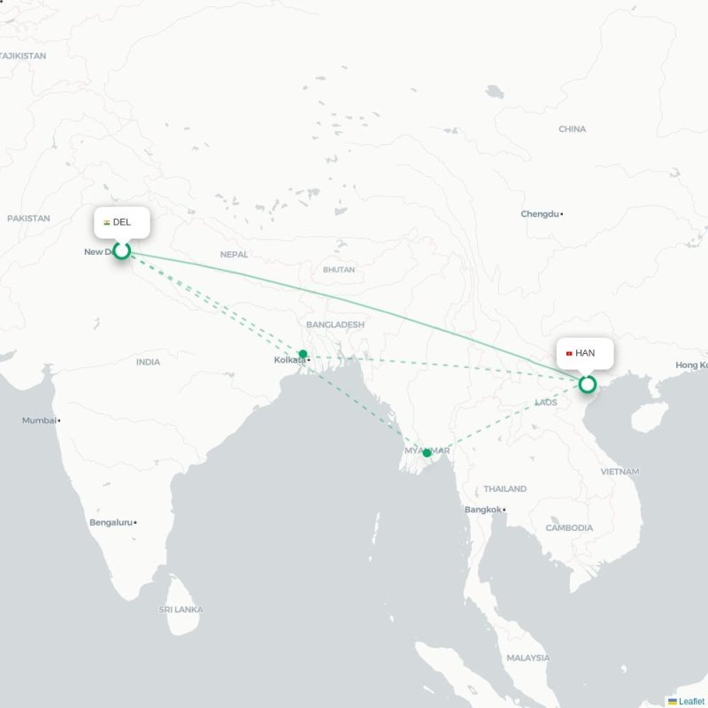 DEL - HAN route map