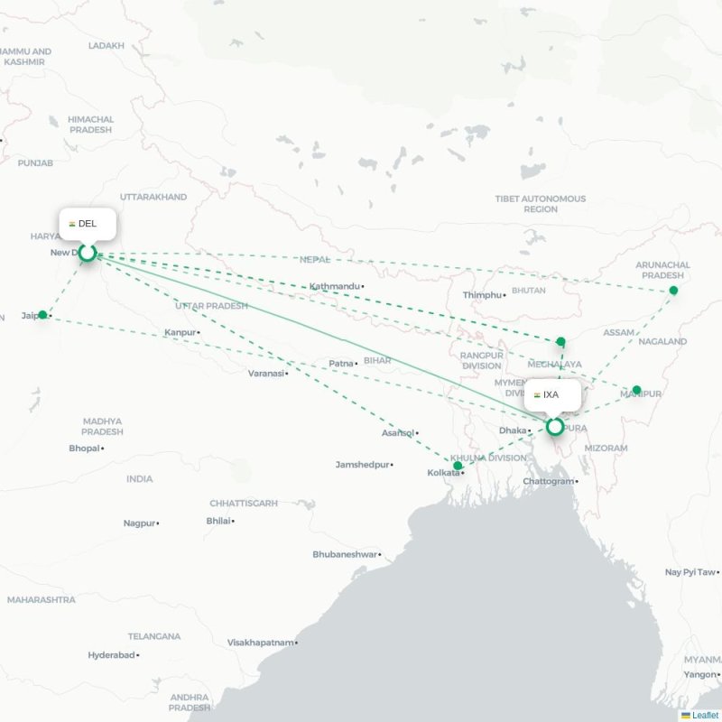 DEL - IXA route map