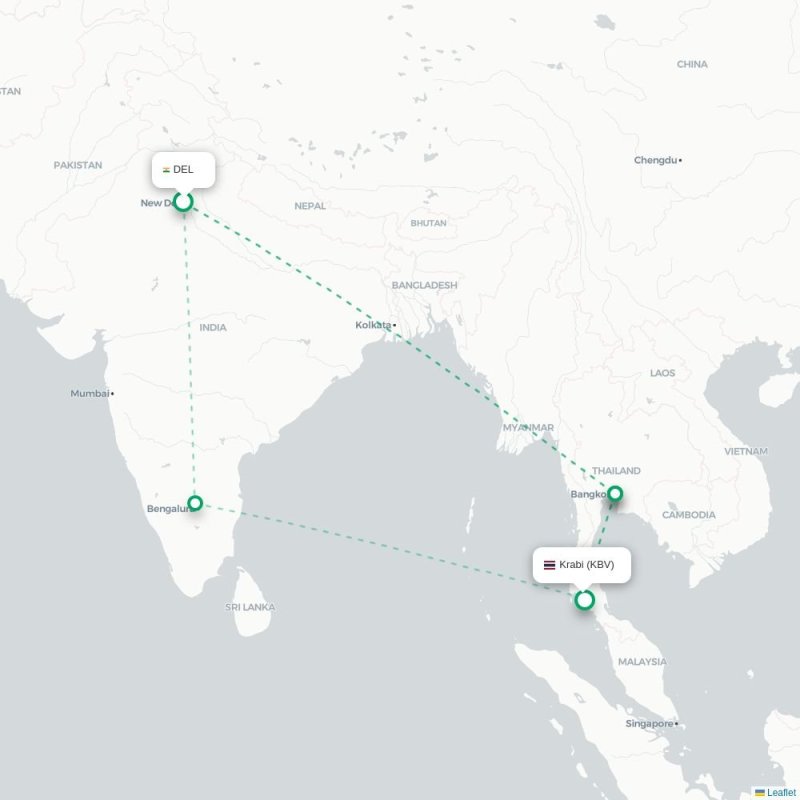 DEL - KBV route map