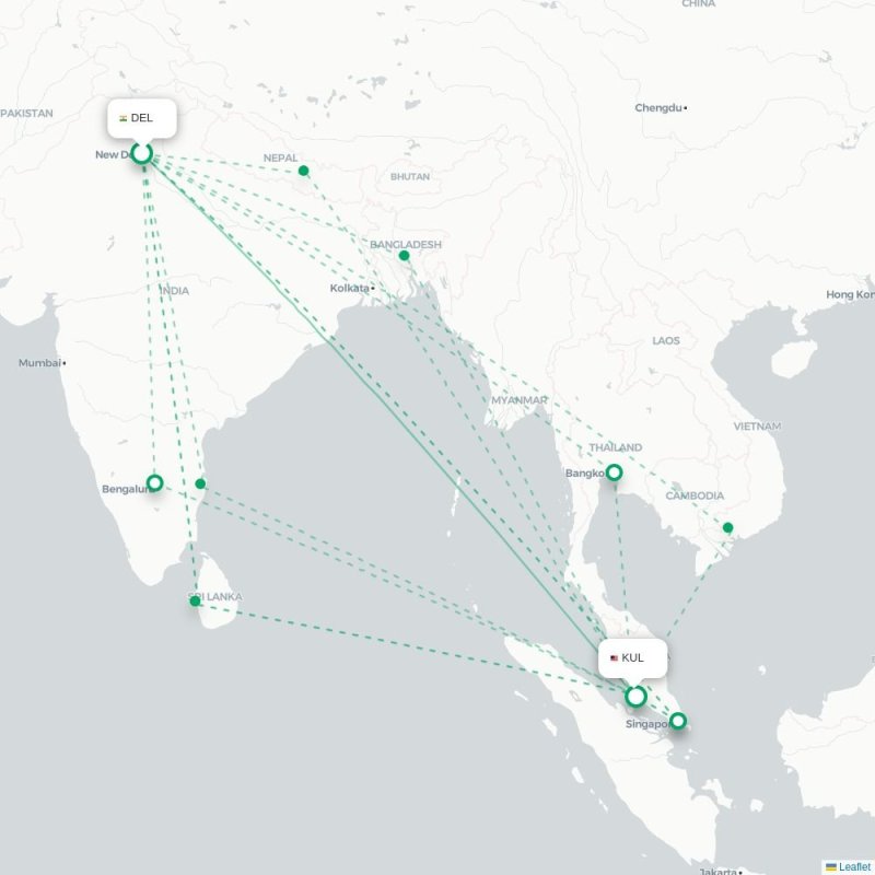 DEL - KUL route map