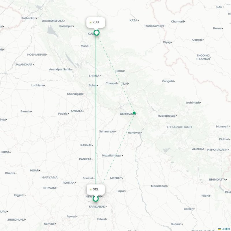 DEL - KUU route map