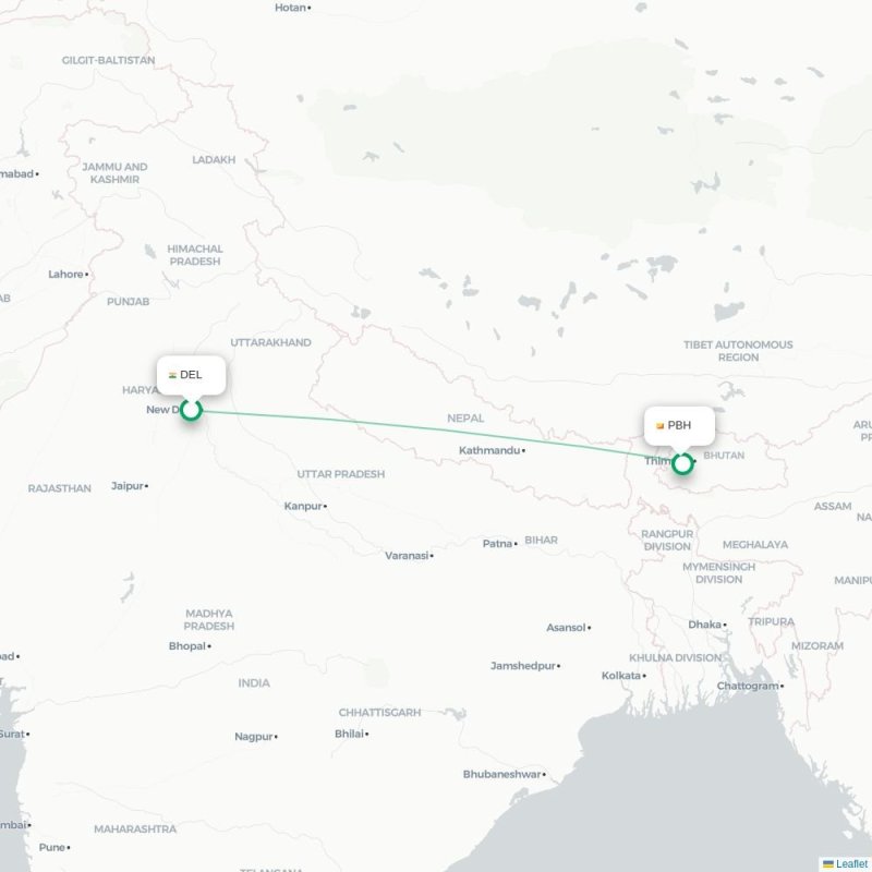 DEL - PBH route map