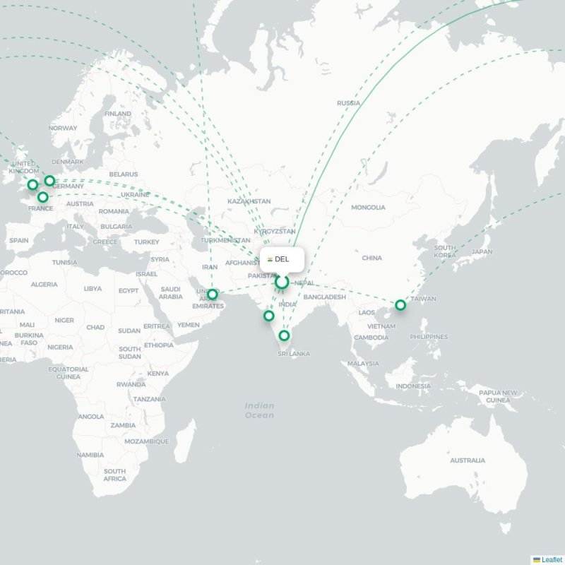 DEL - SFO route map