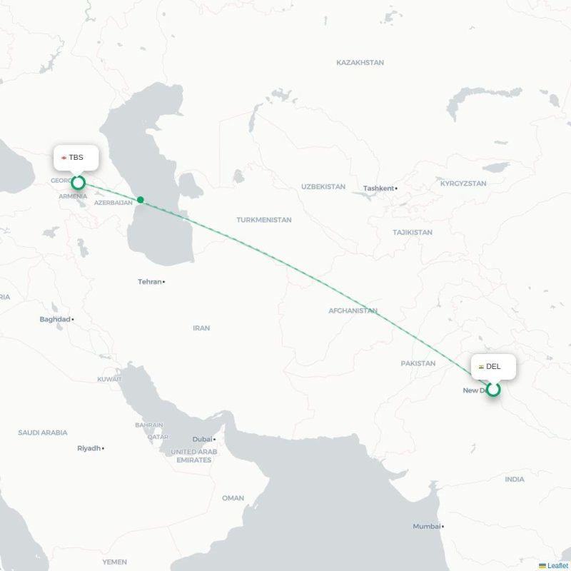 DEL - TBS route map