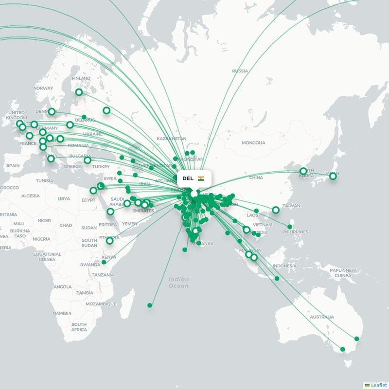 Route map Delhi  DEL airport