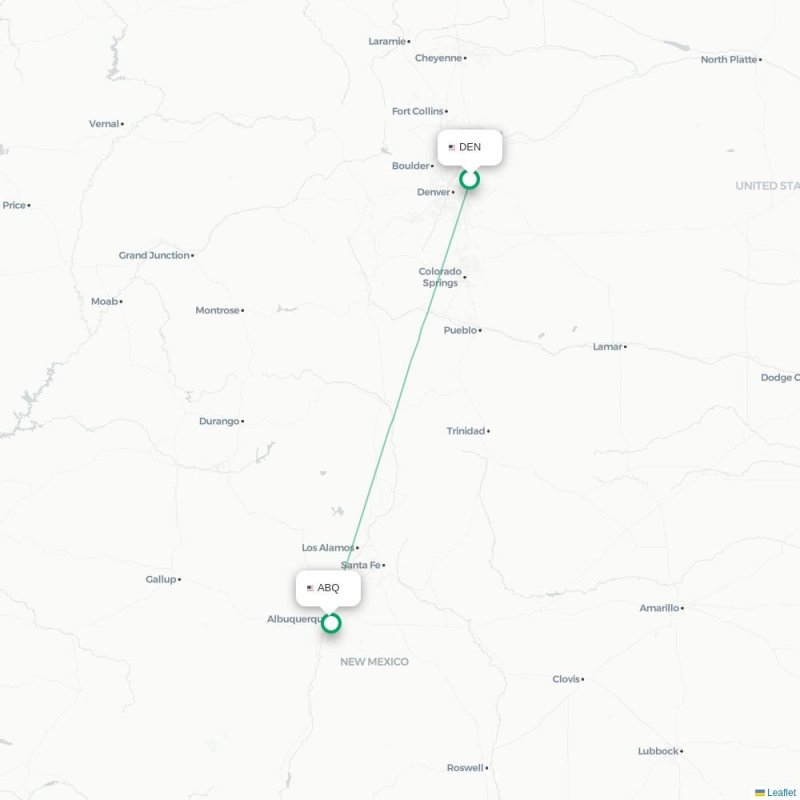 DEN - ABQ route map