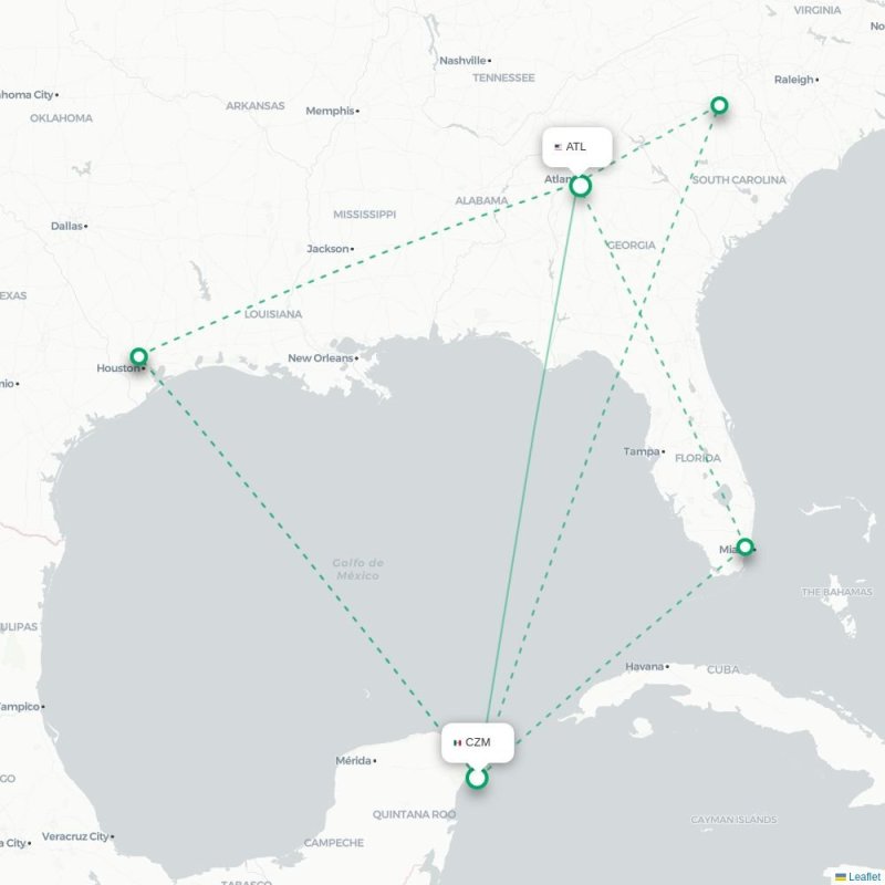 DEN - ATL route map