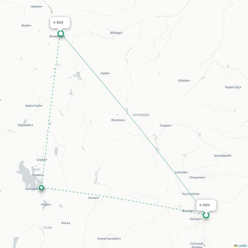 DEN - BZN route map