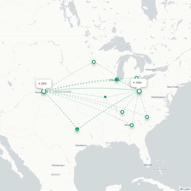 DEN - CMH route map