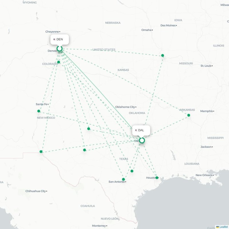 DEN - DAL route map