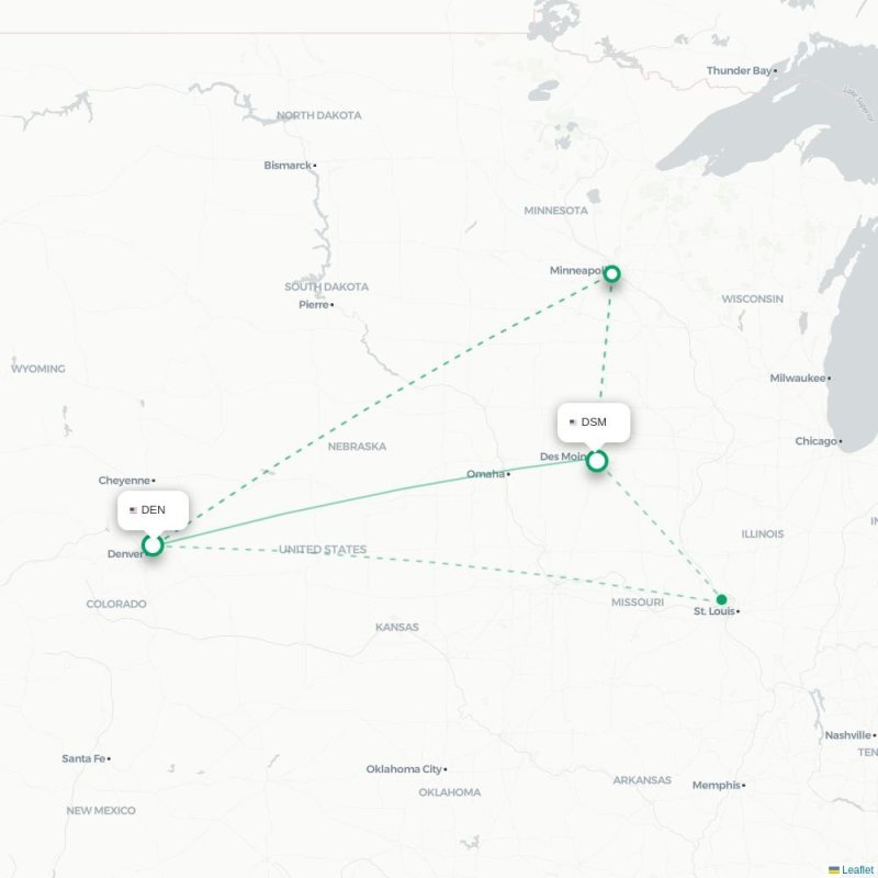DEN - DSM route map