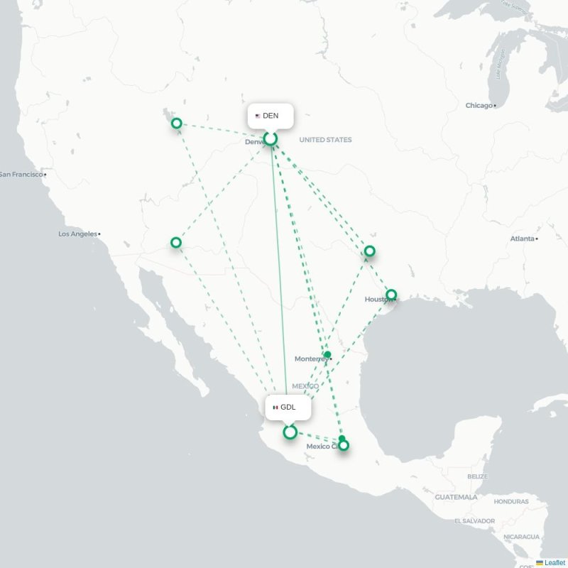 DEN - GDL route map