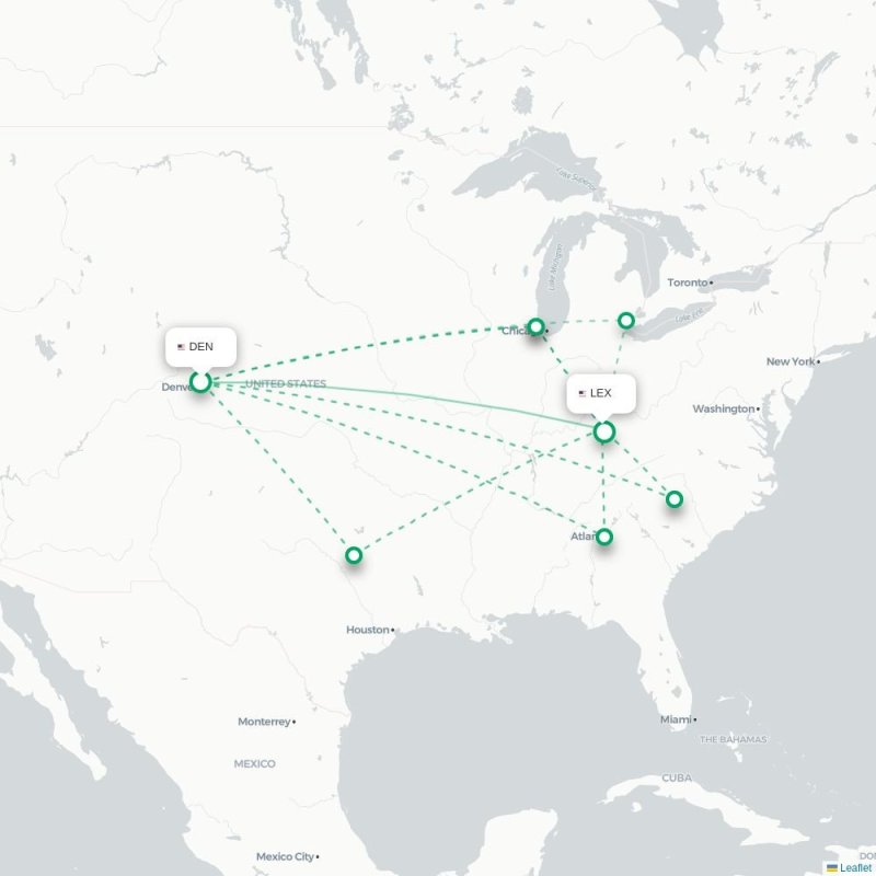 DEN - LEX route map