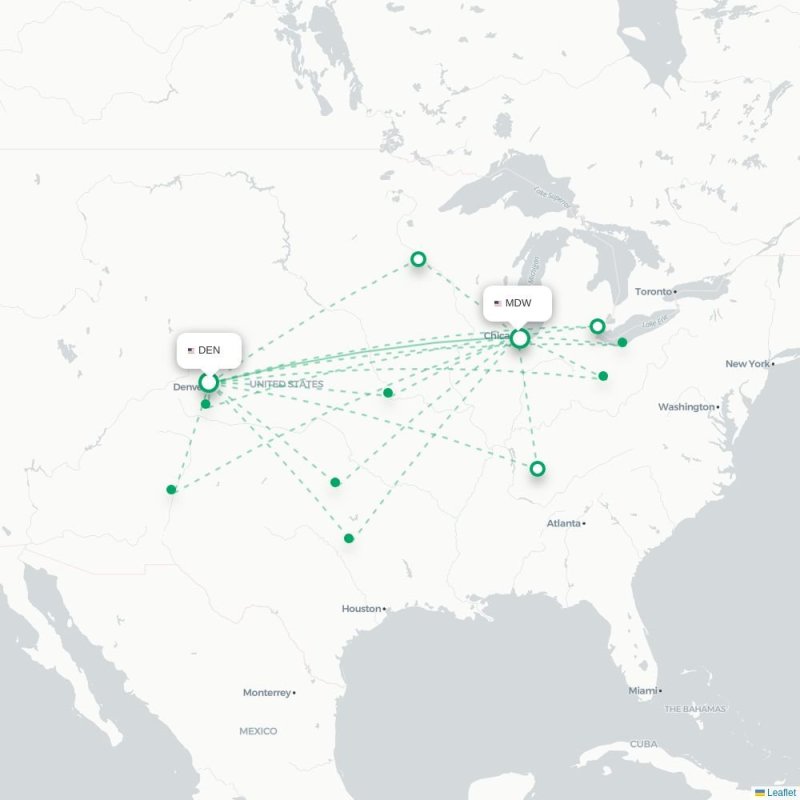 DEN - MDW route map