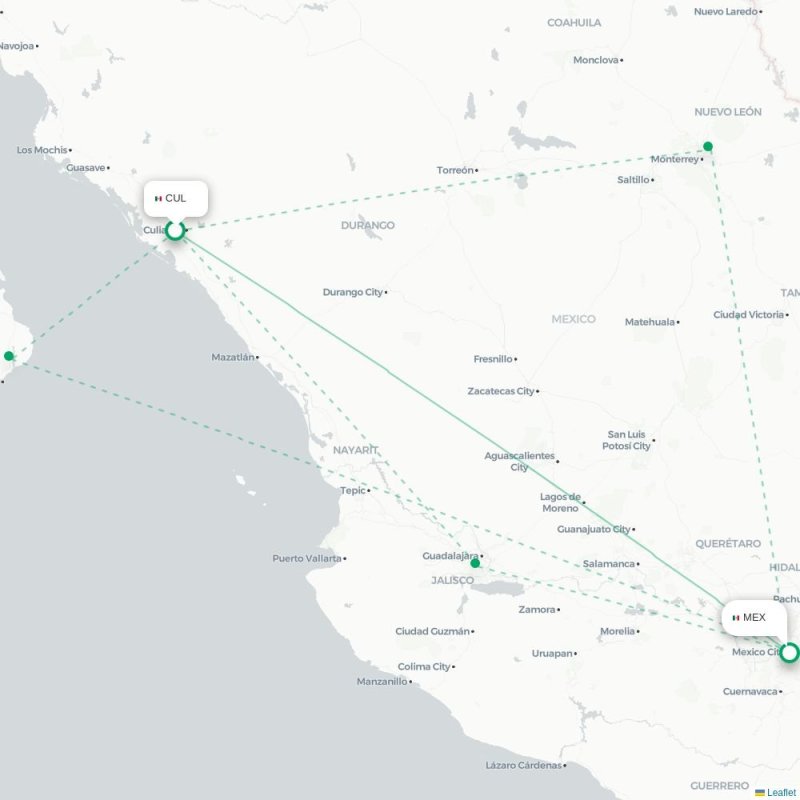 DEN - MEX route map