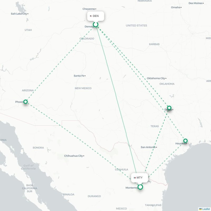 DEN - MTY route map