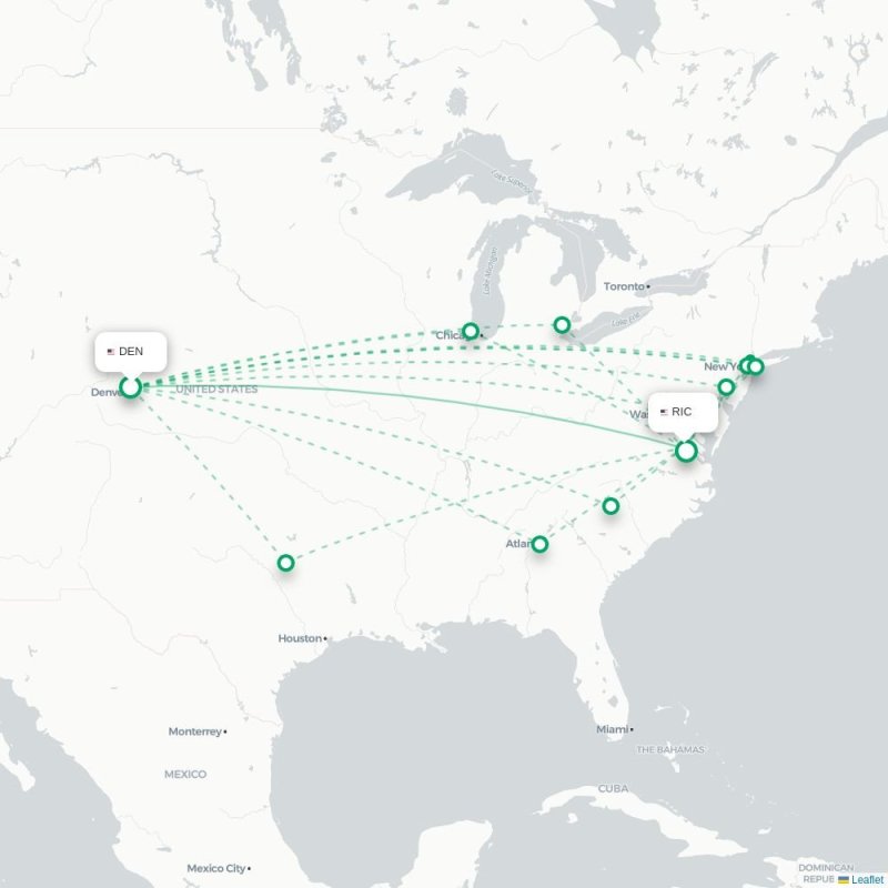 DEN - RIC route map