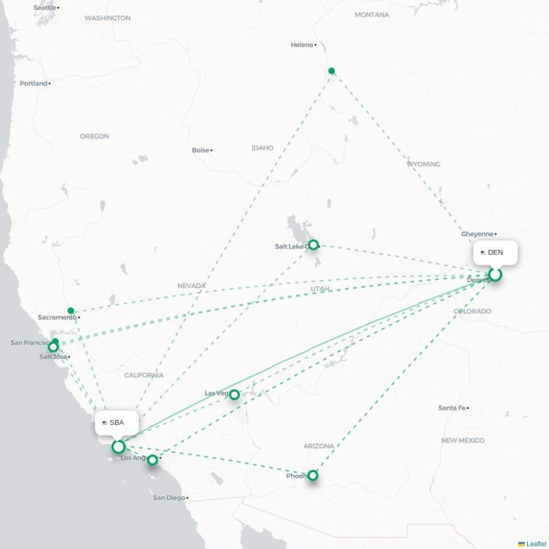 DEN - SBA route map