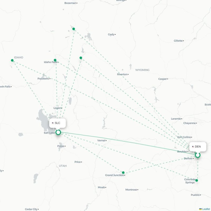 DEN - SLC route map