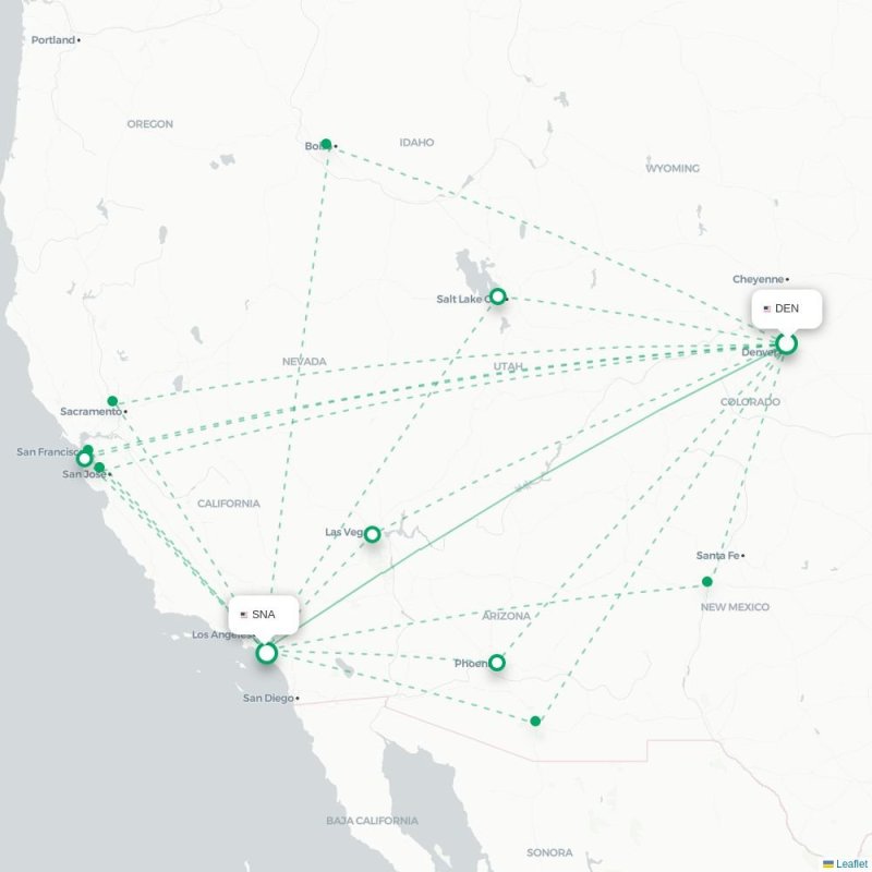 DEN - SNA route map