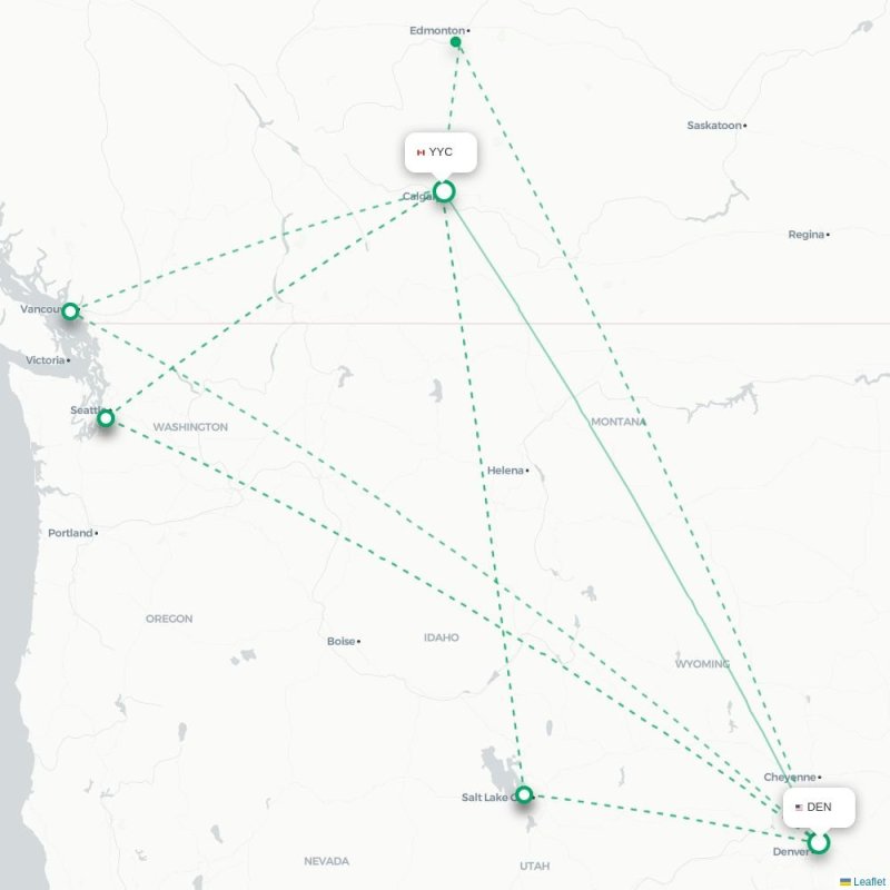 DEN - YYC route map