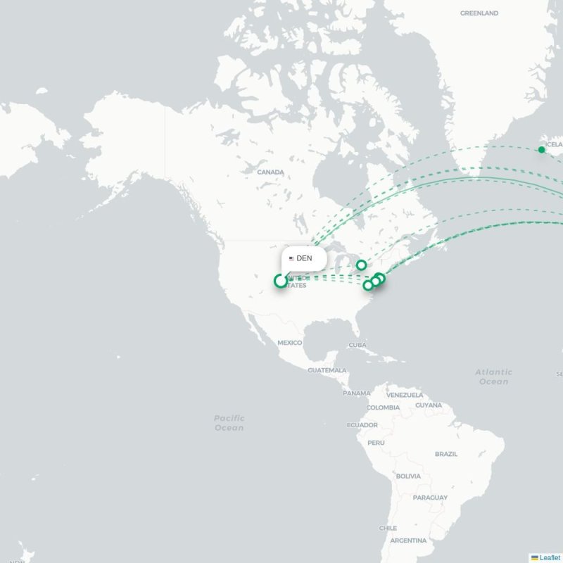 DEN - ZRH route map