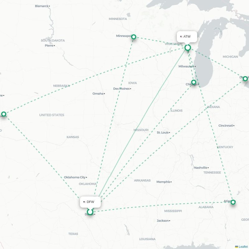 DFW - ATW route map