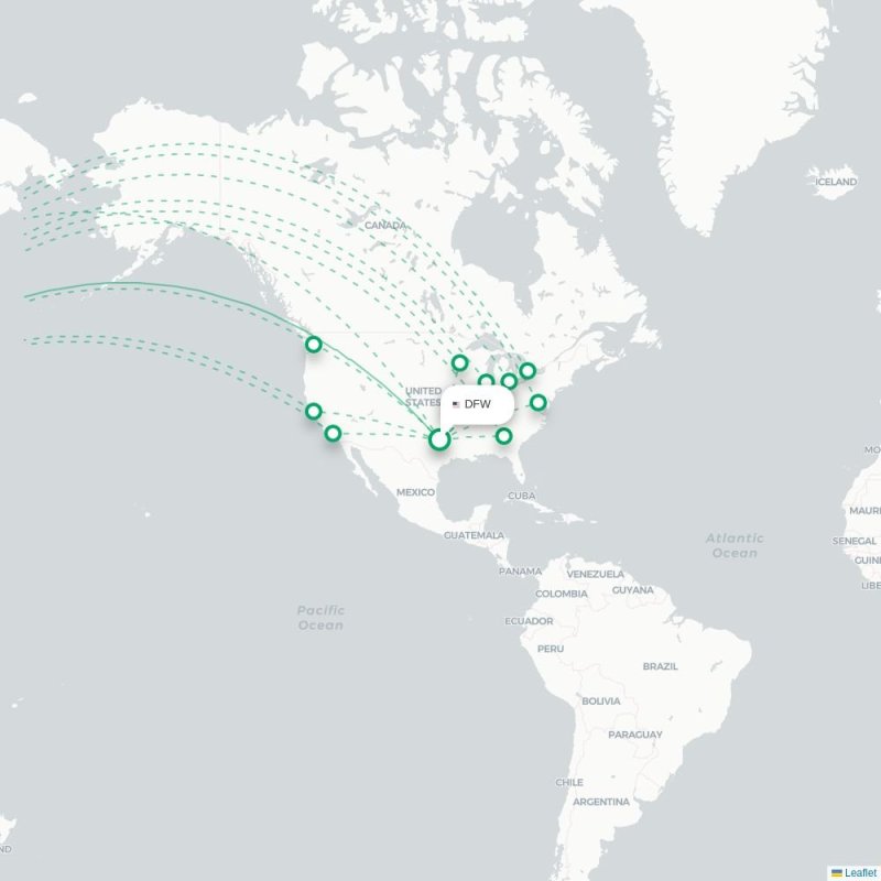 DFW - HND route map