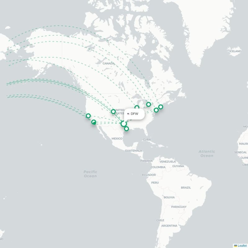 DFW - NRT route map