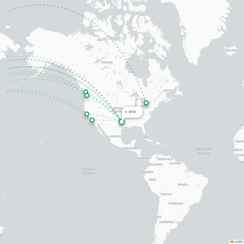 DFW - TPE route map