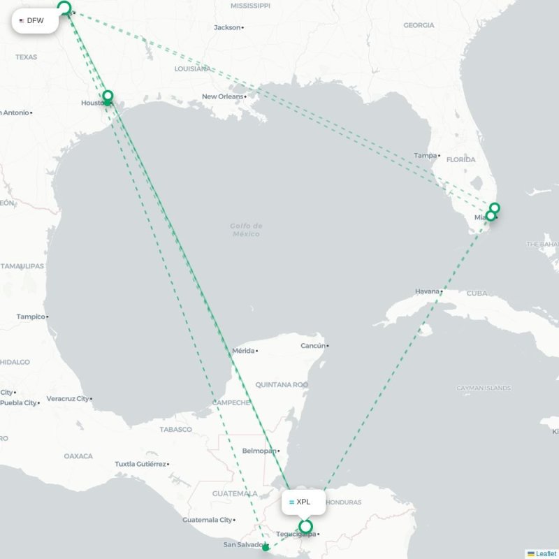 DFW - XPL route map