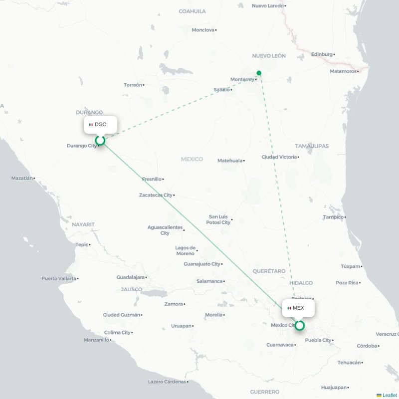 DGO - MEX route map
