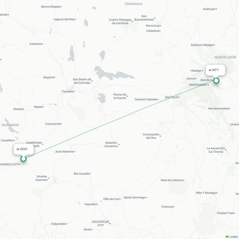DGO - MTY route map
