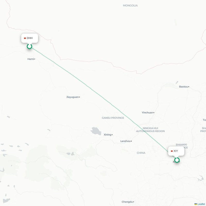DHH - XIY route map