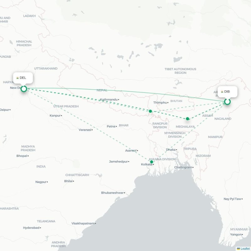 DIB - DEL route map