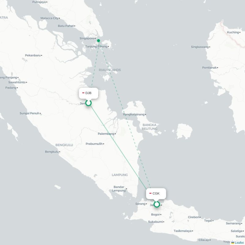 DJB - CGK route map