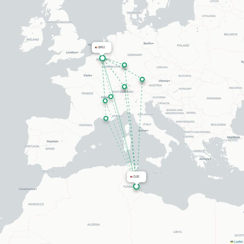 DJE - BRU route map