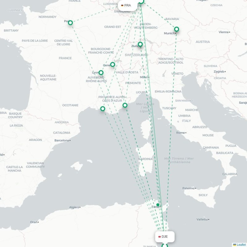 DJE - FRA route map