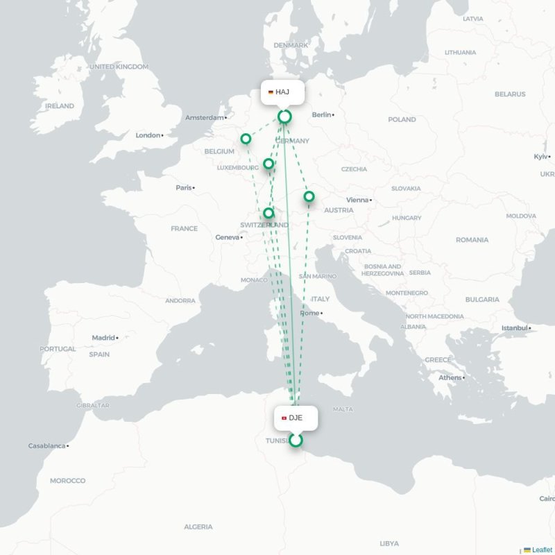 DJE - HAJ route map