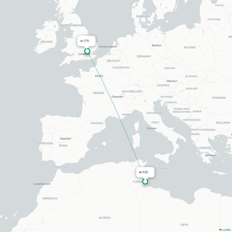 DJE - LTN route map