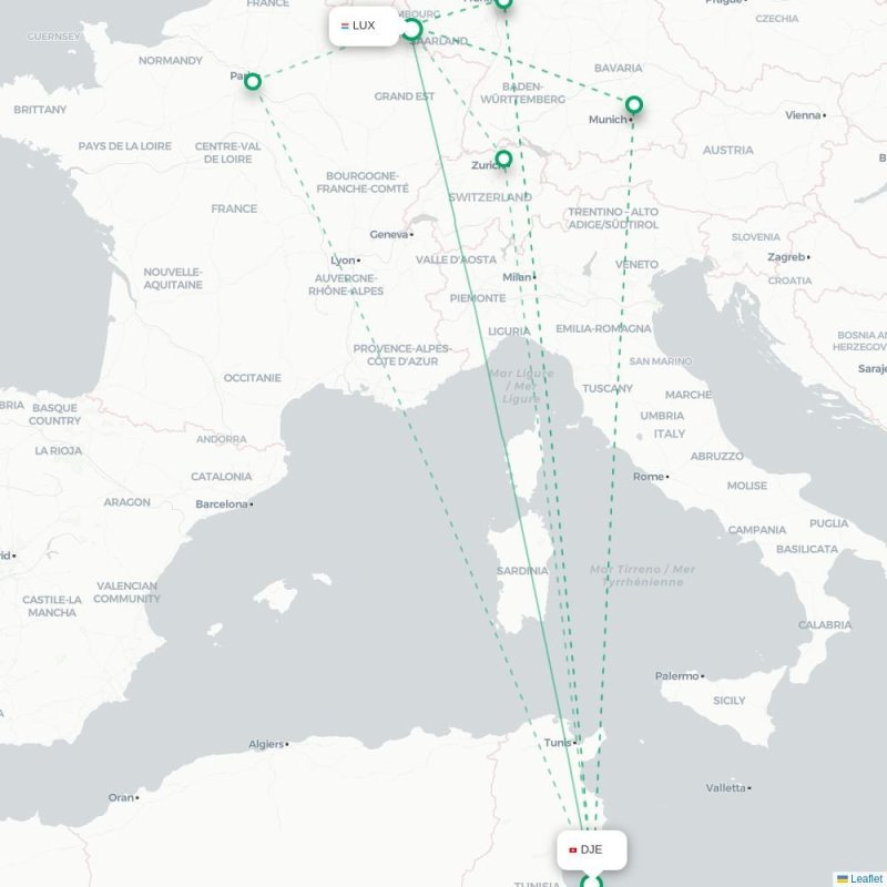 DJE - LUX route map