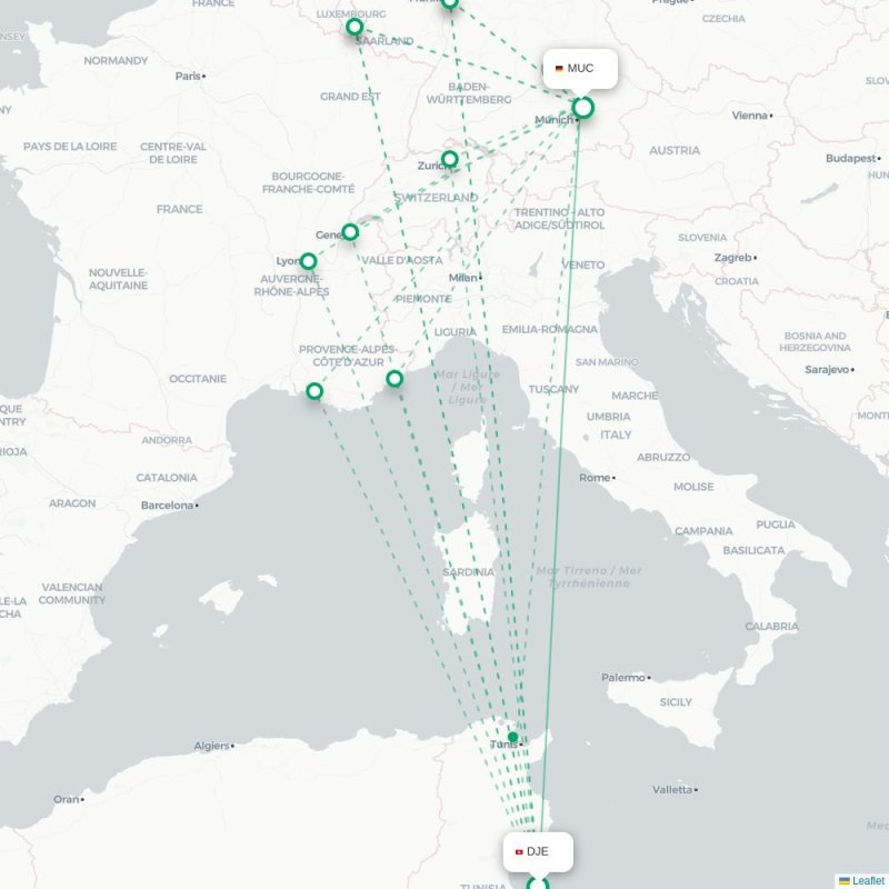 DJE - MUC route map