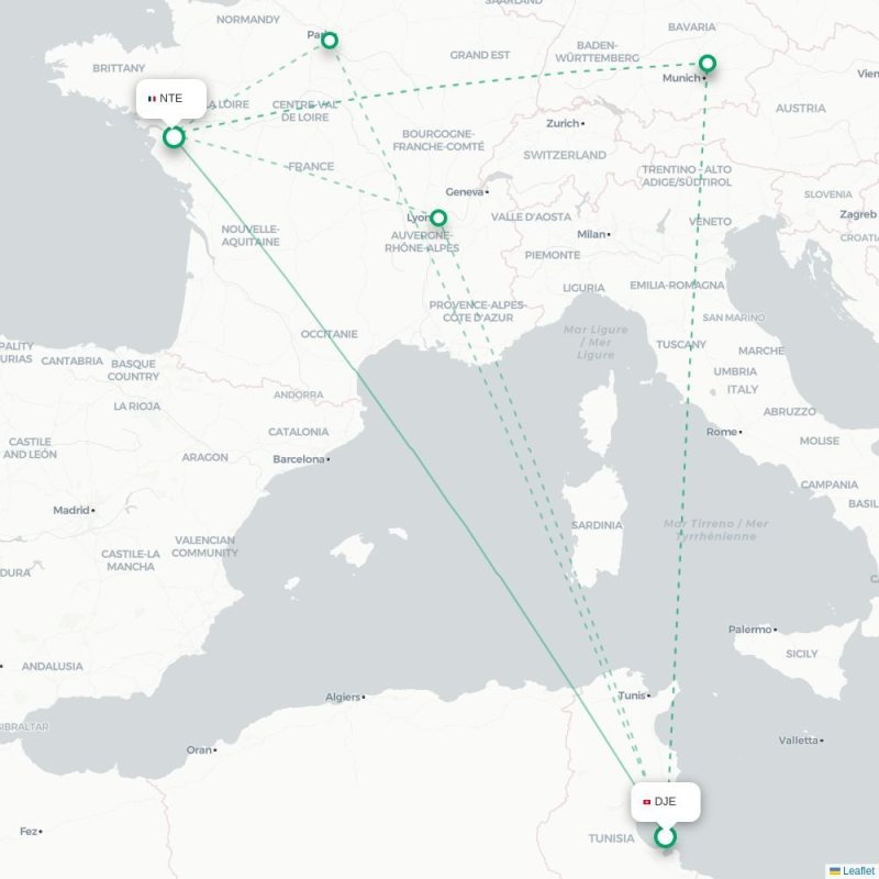 DJE - NTE route map