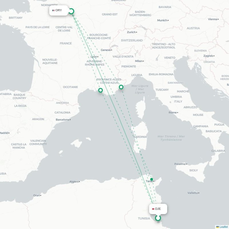 DJE - ORY route map